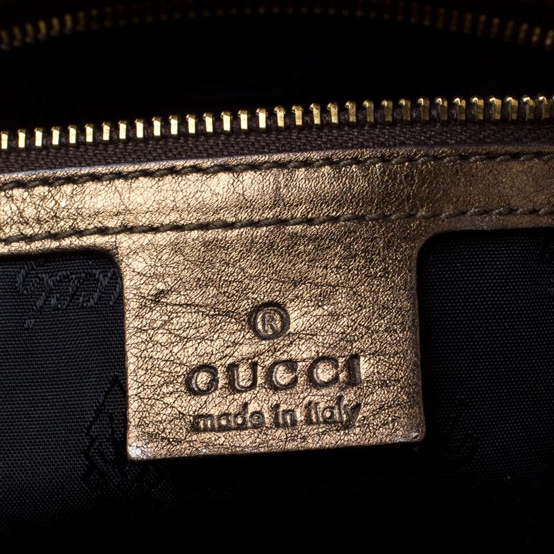 Gucci Metallic Olive Leather Large Hysteria Clutch 2
