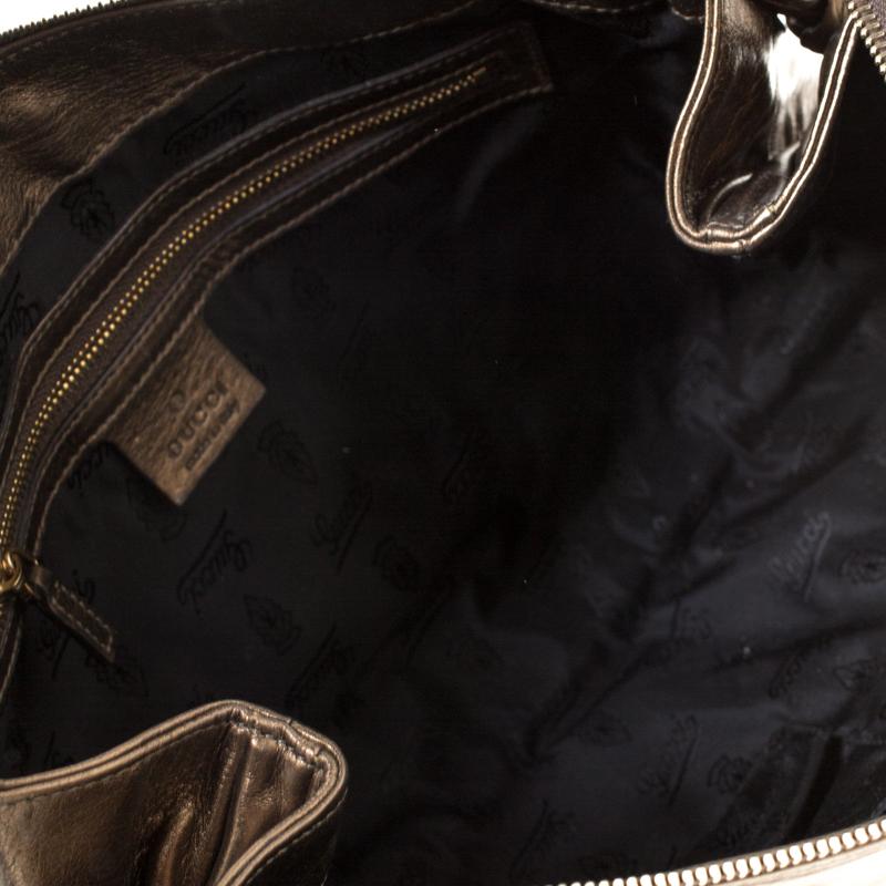 Gucci Metallic Olive Leather Large Hysteria Clutch 3