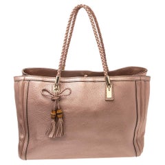 Gucci Metallic Pink Grained Leather Bella Tote