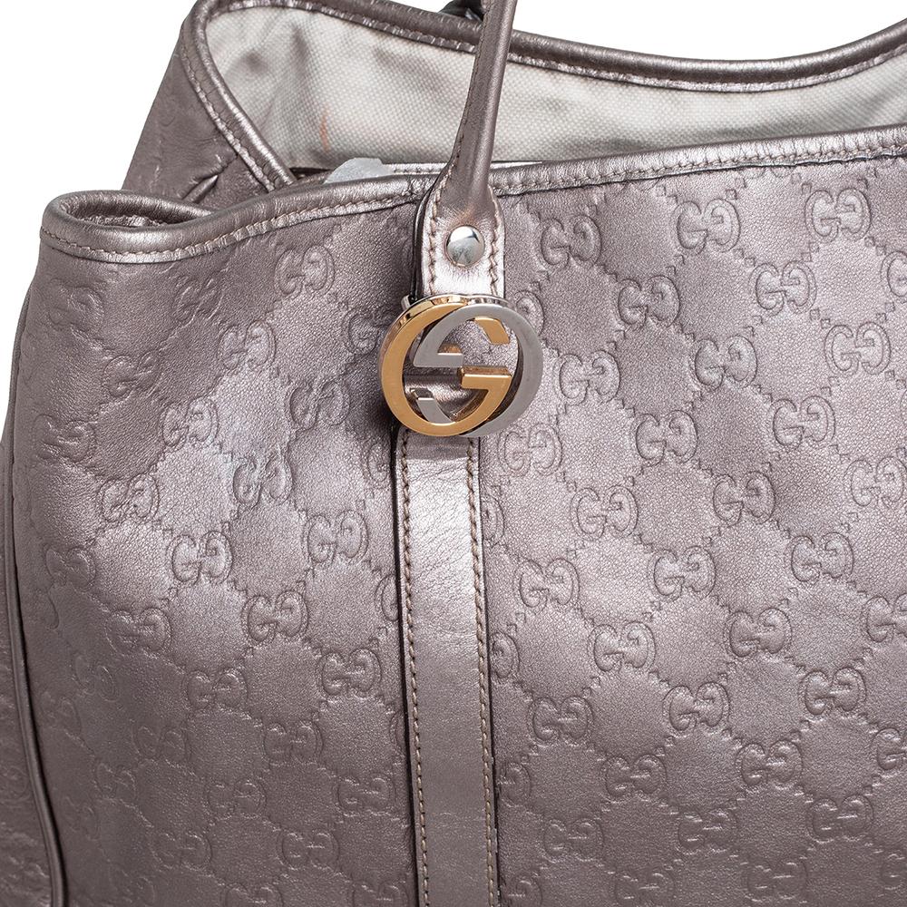 Gucci Metallic Pink Guccissima Leder Große GG Twins Tote 6