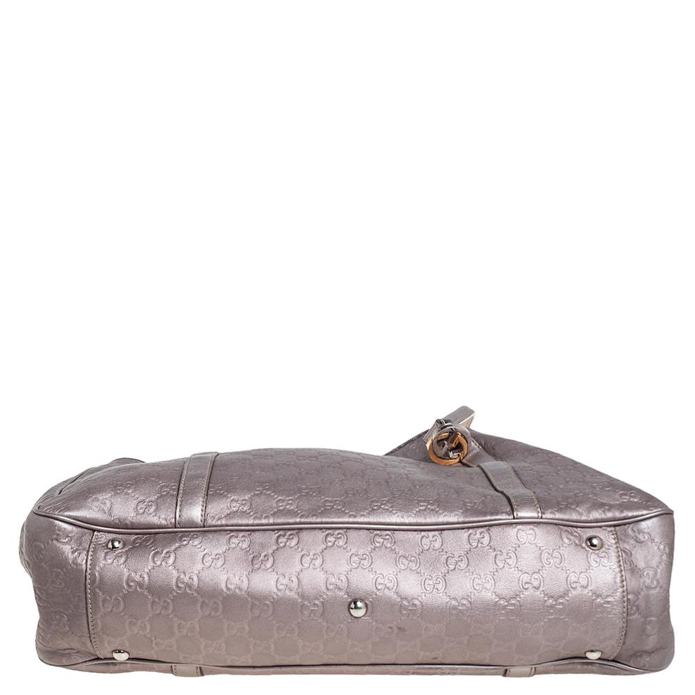 Gucci Metallic Pink Guccissima Leder Große GG Twins Tote Damen