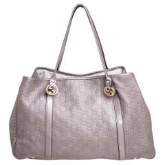 Gucci Metallic Pink Guccissima Leather Large GG Twins Tote