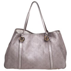 Gucci Metallic Pink Guccissima Leder Große GG Twins Tote