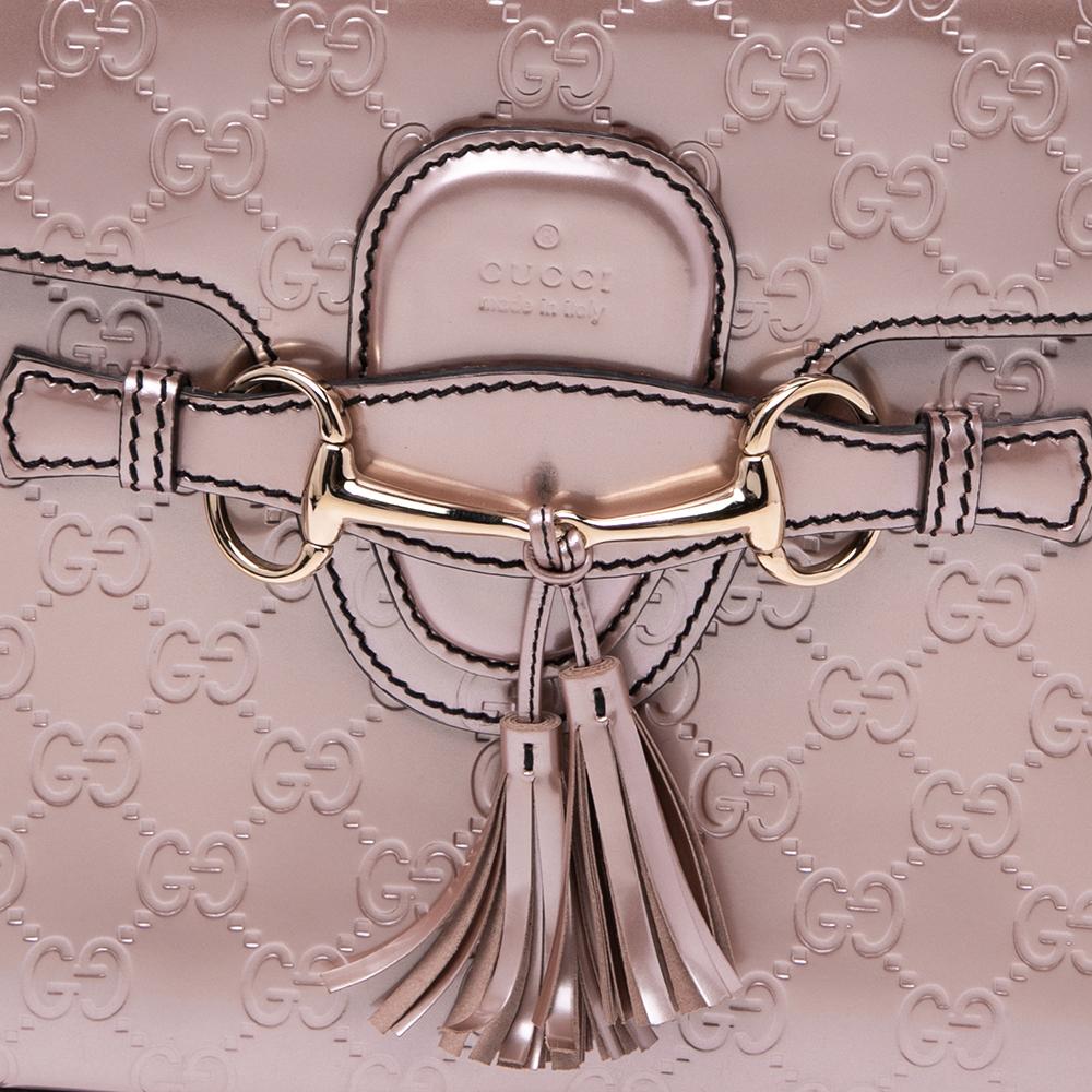 Gucci Metallic Pink Guccissima Leather Medium Emily Chain Shoulder Bag 3