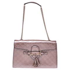 Gucci Metallic Pink Guccissima Leather Medium Emily Chain Shoulder Bag
