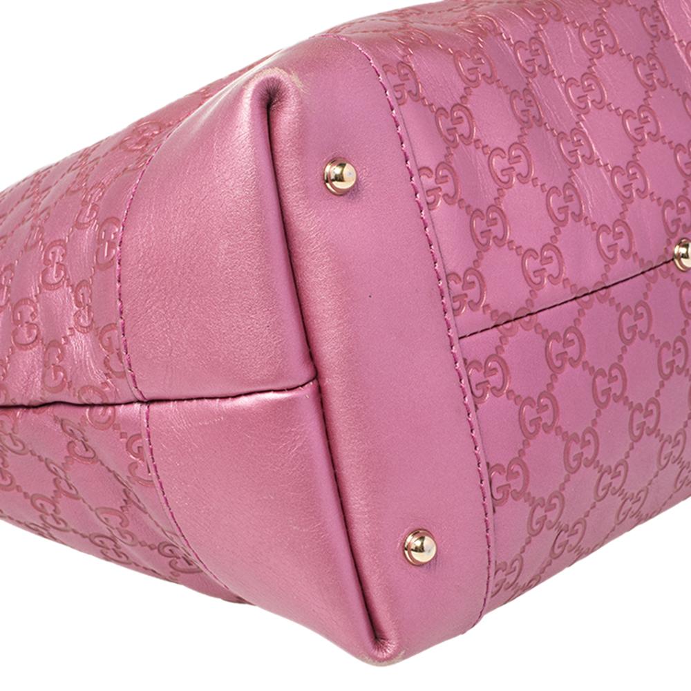 Women's Gucci Metallic Pink Guccissima Leather Medium Heart Bit Hobo