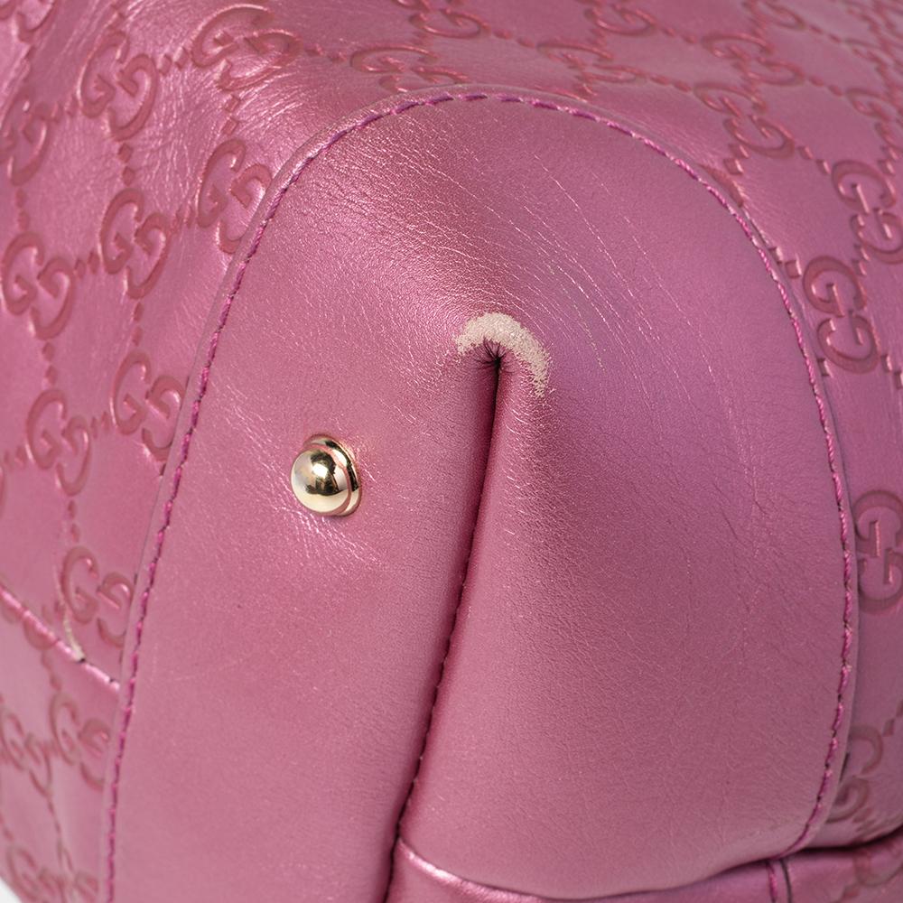 Gucci Metallic Pink Guccissima Leather Medium Heart Bit Hobo 2