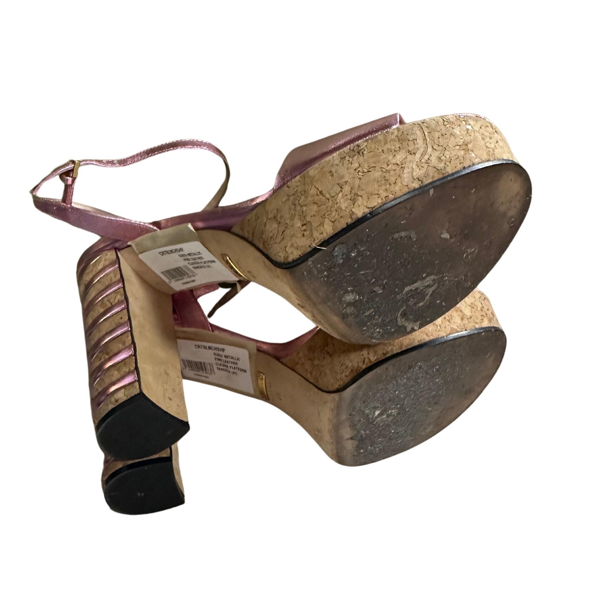 Gucci Metallic Pink Leather Claudie Platform Sandals (EU 41) For Sale 1