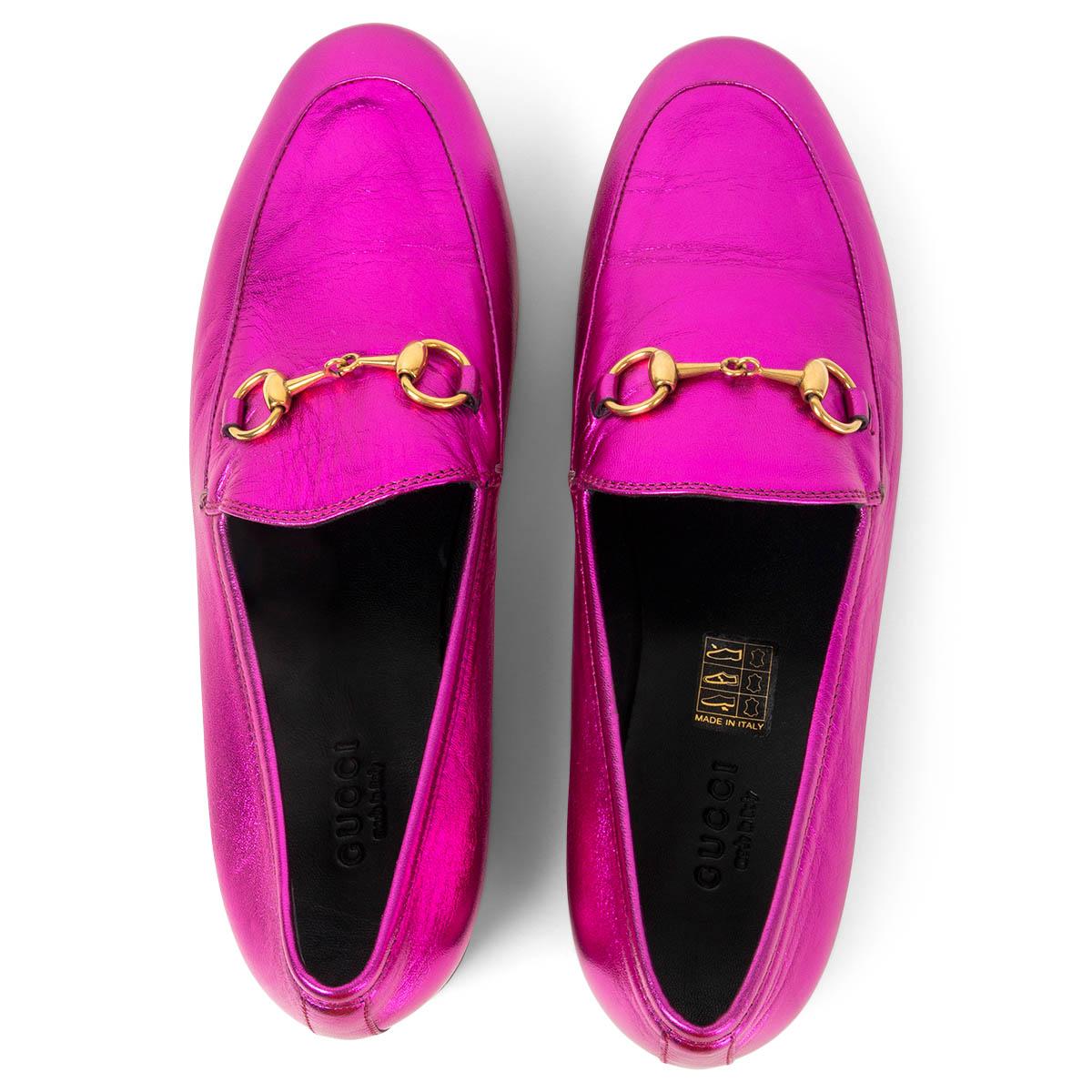 pink metallic loafers