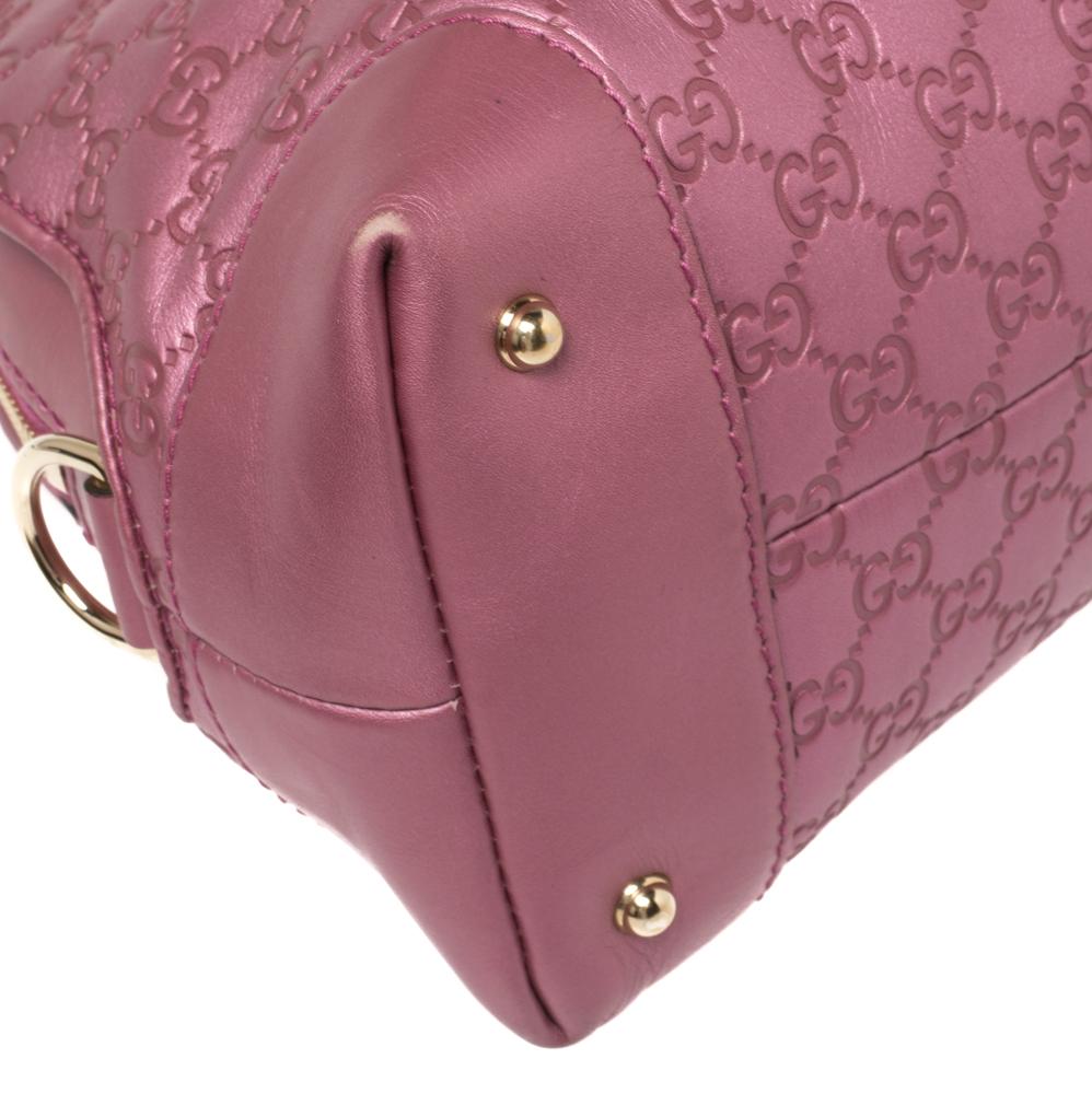 Gucci Metallic Pink Leather Medium Guccissima Heart Bit Top Handle Dome Bag 4