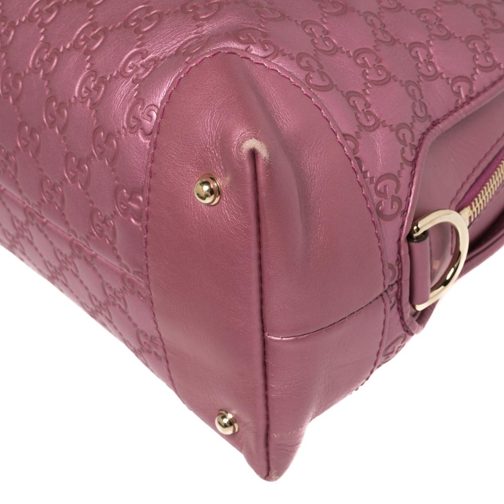 Gucci Metallic Pink Leather Medium Guccissima Heart Bit Top Handle Dome Bag 5