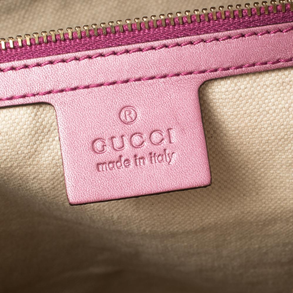 Gucci Metallic Pink Leather Medium Guccissima Heart Bit Top Handle Dome Bag 2