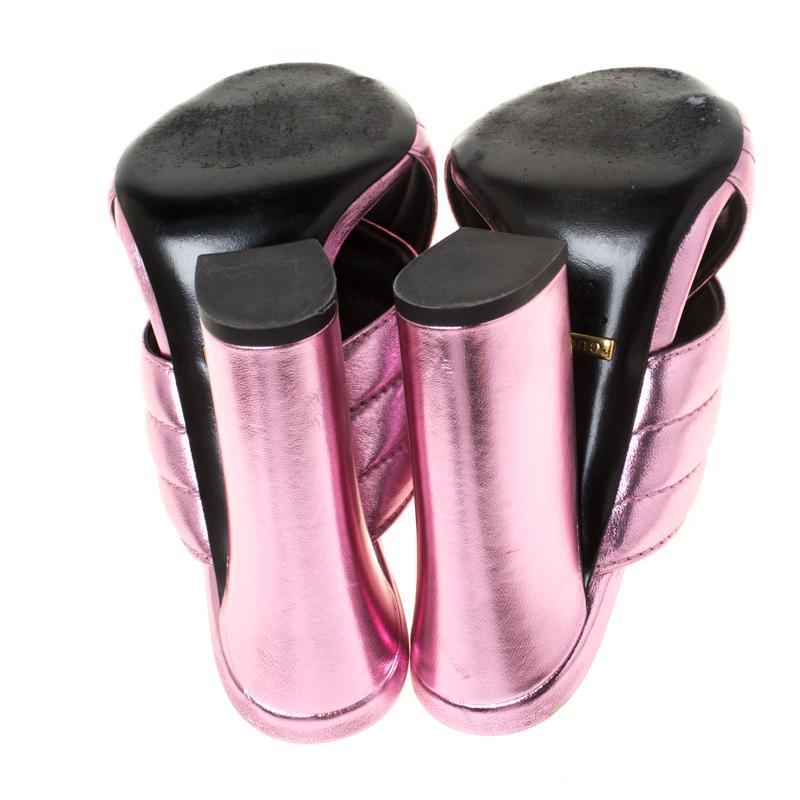 pink metallic mules