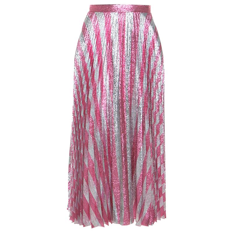 pink striped skirt