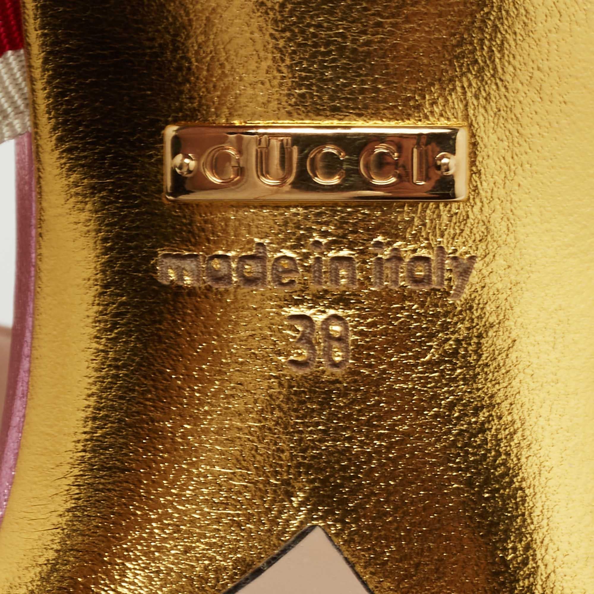 Women's Gucci Metallic Pink Studded Leather Unia Mary Jane Pumps Size 38