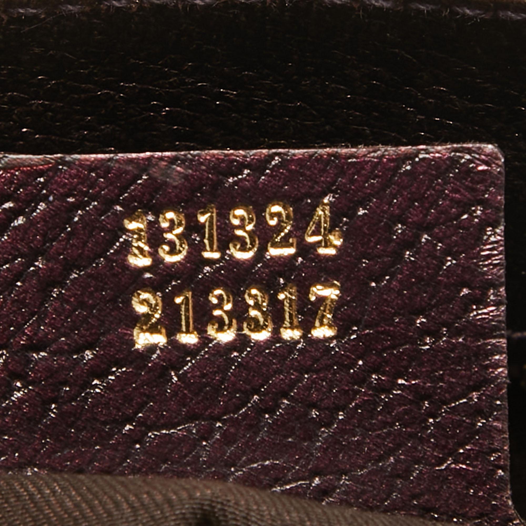 Gucci Metallic Purple/Beige GG Canvas Metal Bamboo Ring Bag 4