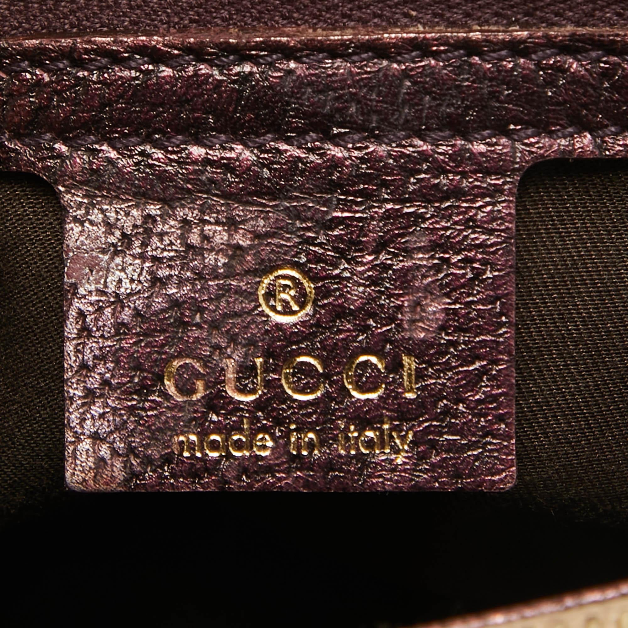Gucci Metallic Purple/Beige GG Canvas Metal Bamboo Ring Bag 5