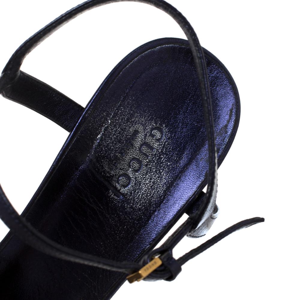 Gucci Metallic Purple Leather Claudie Horsebit Ankle Strap Sandals Size 40 1