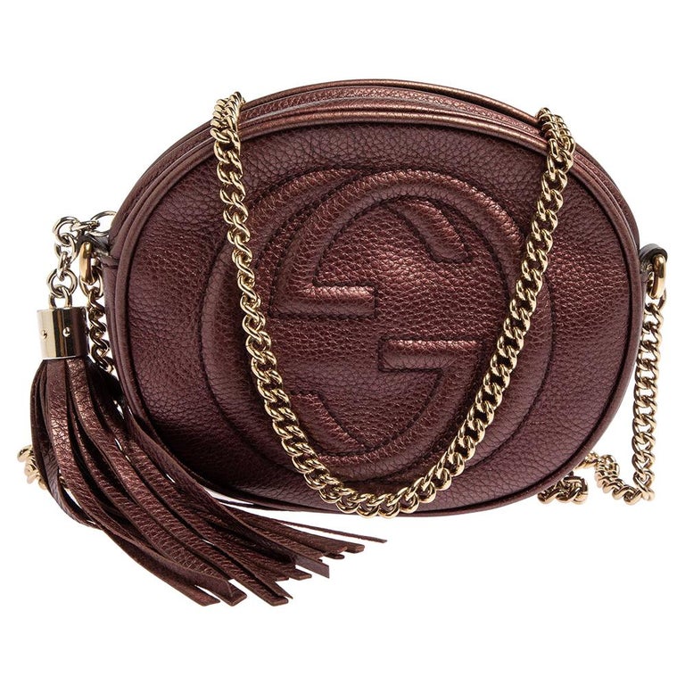 Gucci Metallic Purple Leather Mini Soho Disco Chain Crossbody Bag at ...