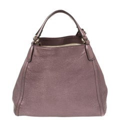 Gucci Metallic Purple Pebbled Leather Soho Tote