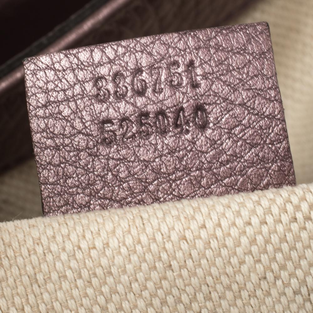 Women's Gucci Metallic Purple Pebbled Leather Soho Tote