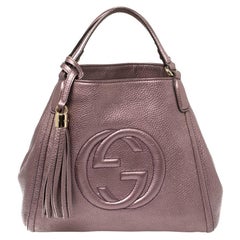 Gucci Metallic Purple Pebbled Leather Soho Tote