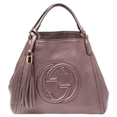 Gucci Metallic Purple Pebbled Leather Soho Tote
