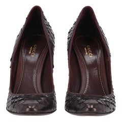 Gucci Metallic Python Skin Pumps With A Suede Heel