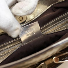 Gucci Metallic Queen Hobo 868065 Silver Coated Canvas Shoulder Bag