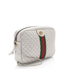 Gucci Metallic Quilted Leather Web Trapuntata Small Shoulder Bag