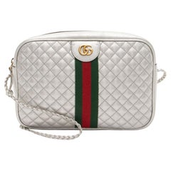 Gucci Metallic Quilted Leather Web Trapuntata Small Shoulder Bag