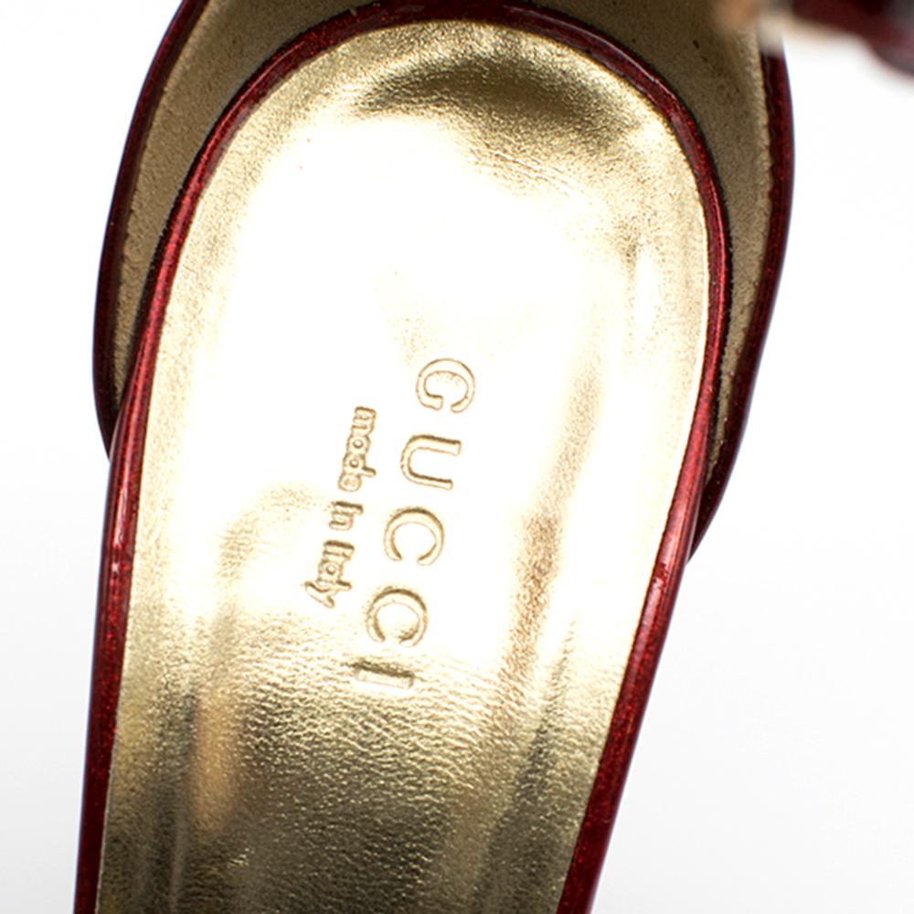 Women's Gucci Metallic Red Platform Sandals 37