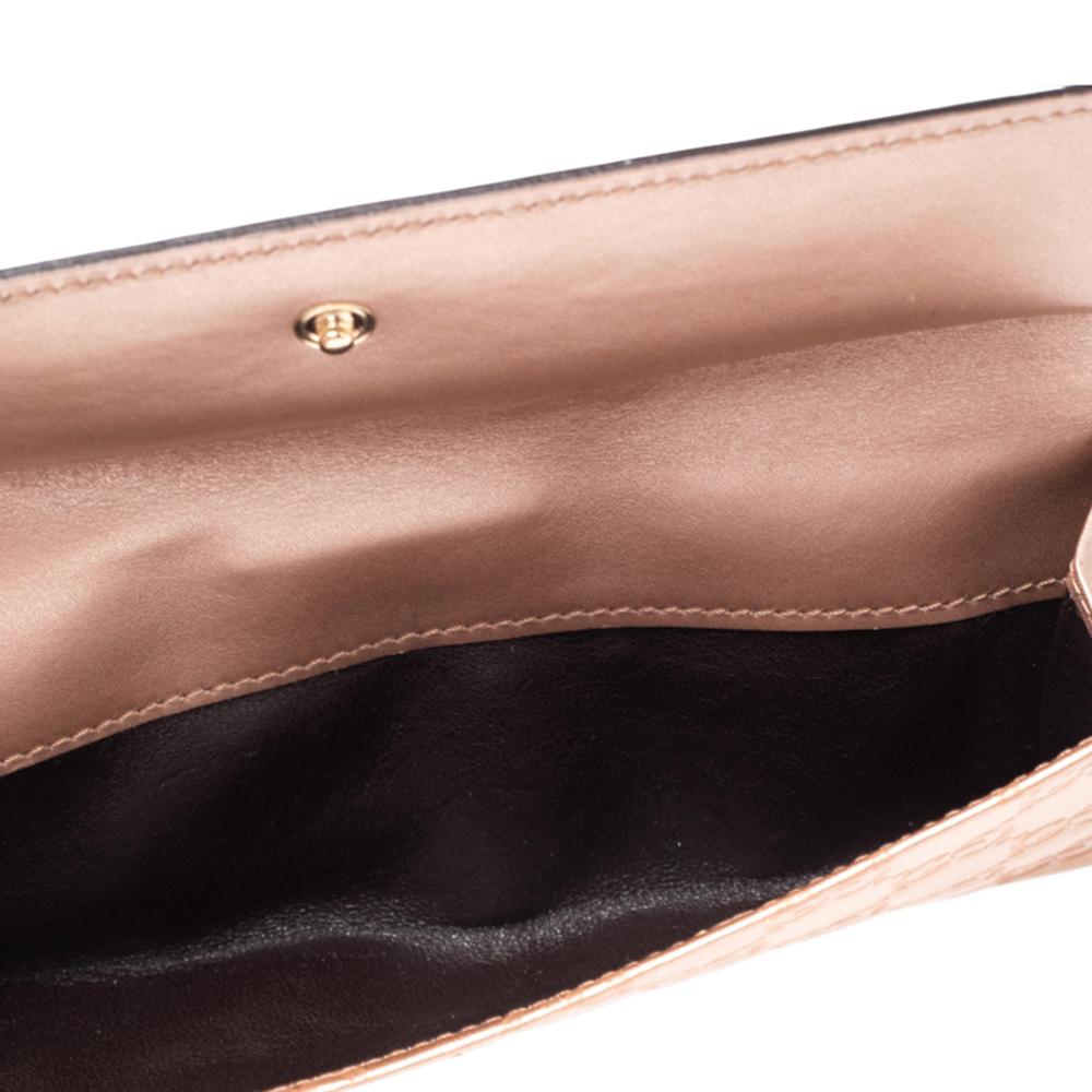 Gucci Metallic Rose Gold Guccissima Leather Flap Continental Wallet 5