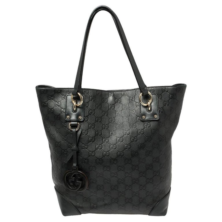 Gucci Metallic Sage Green Guccissima Leather Charm Tote at 1stDibs