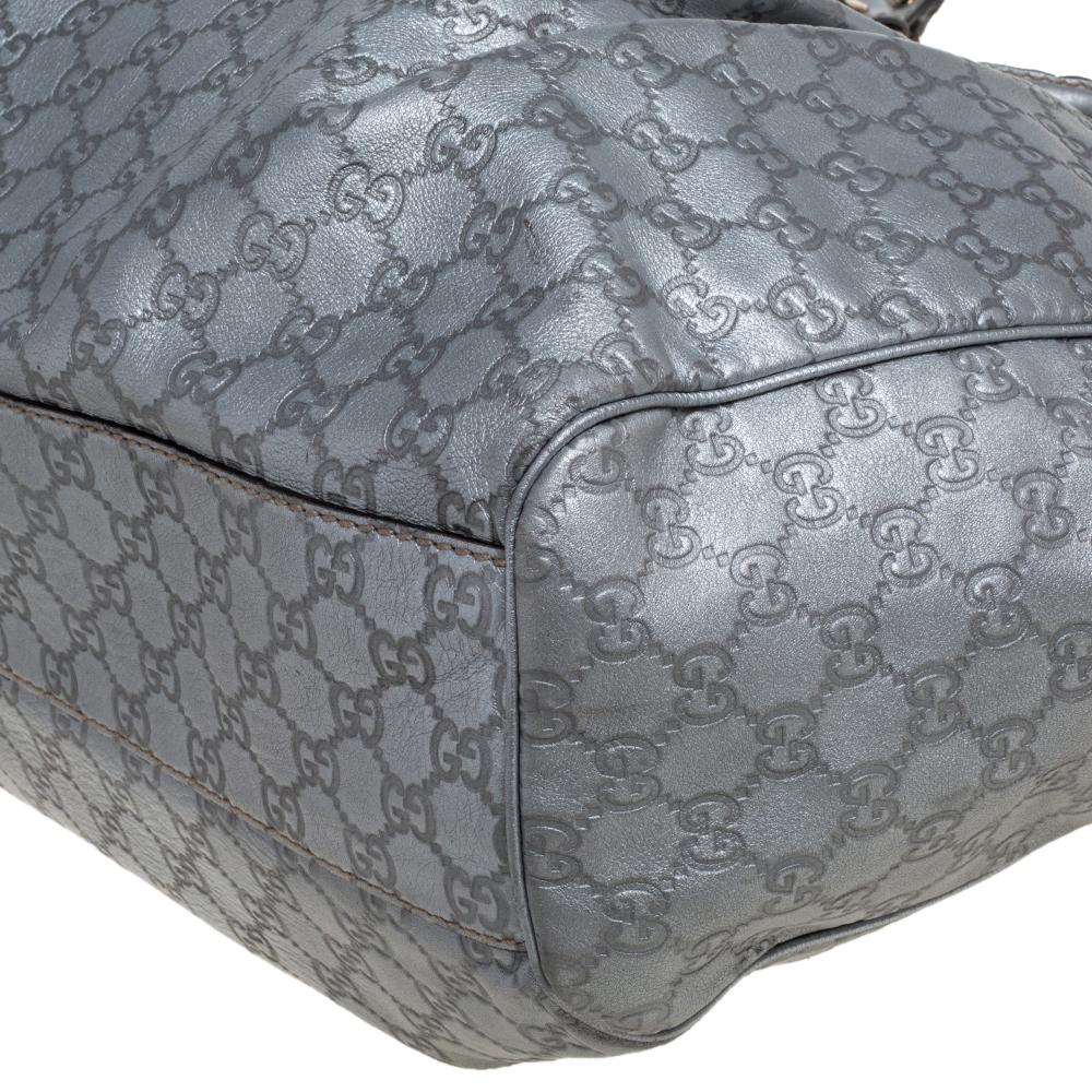 Gucci Silver Metallic Guccissima Leather Large Sukey Tote 3