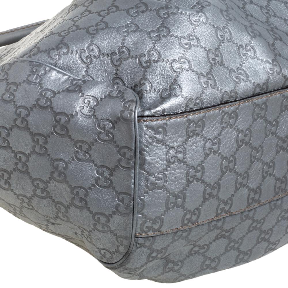 Gucci Silver Metallic Guccissima Leather Large Sukey Tote 4