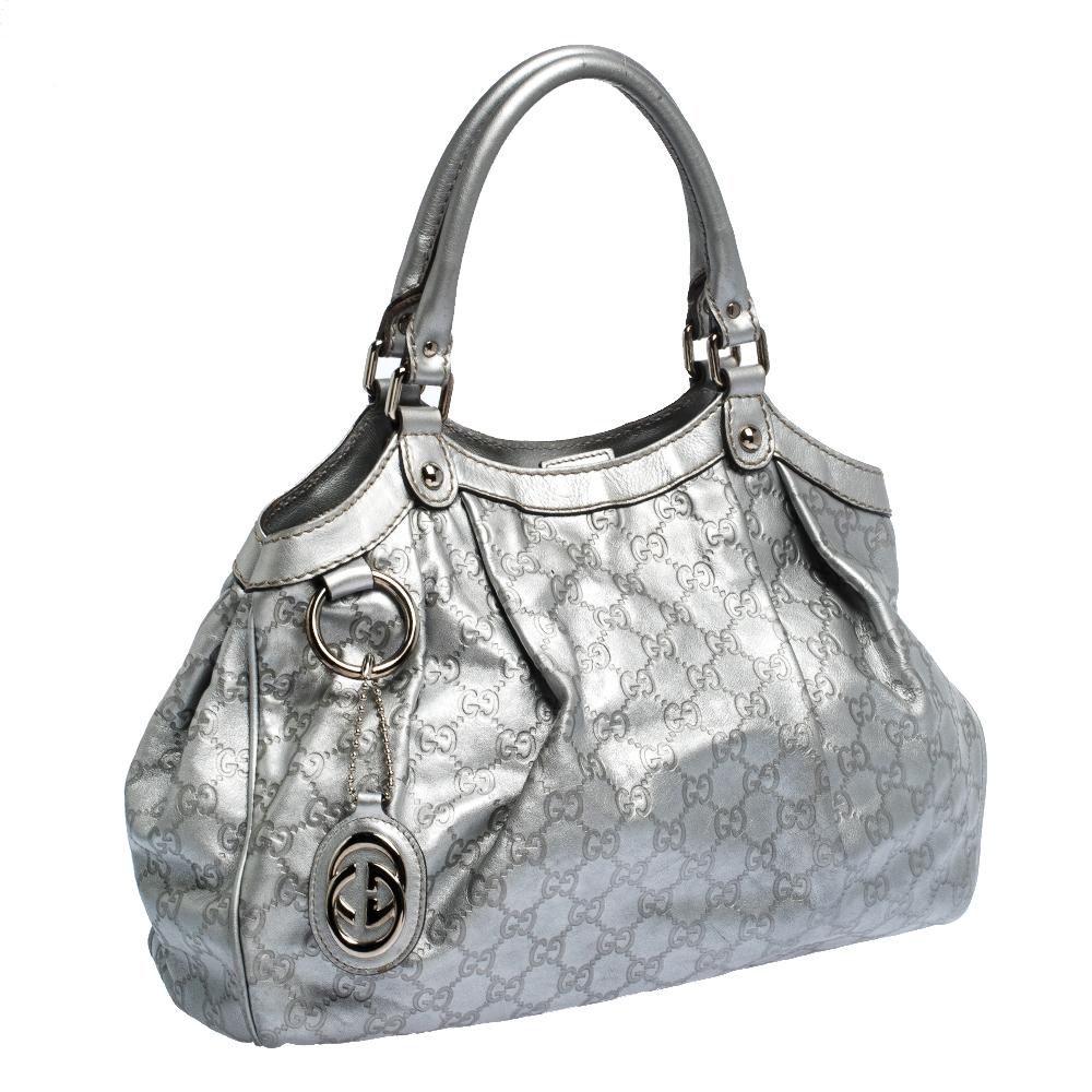 metallic silver gucci bag