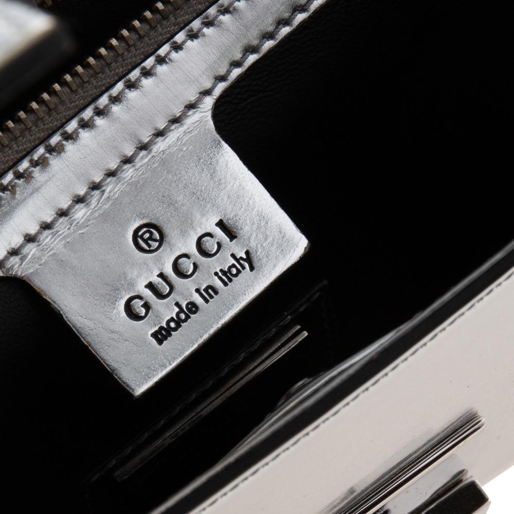 Gucci Metallic Silver Leather 58 Clutch 4