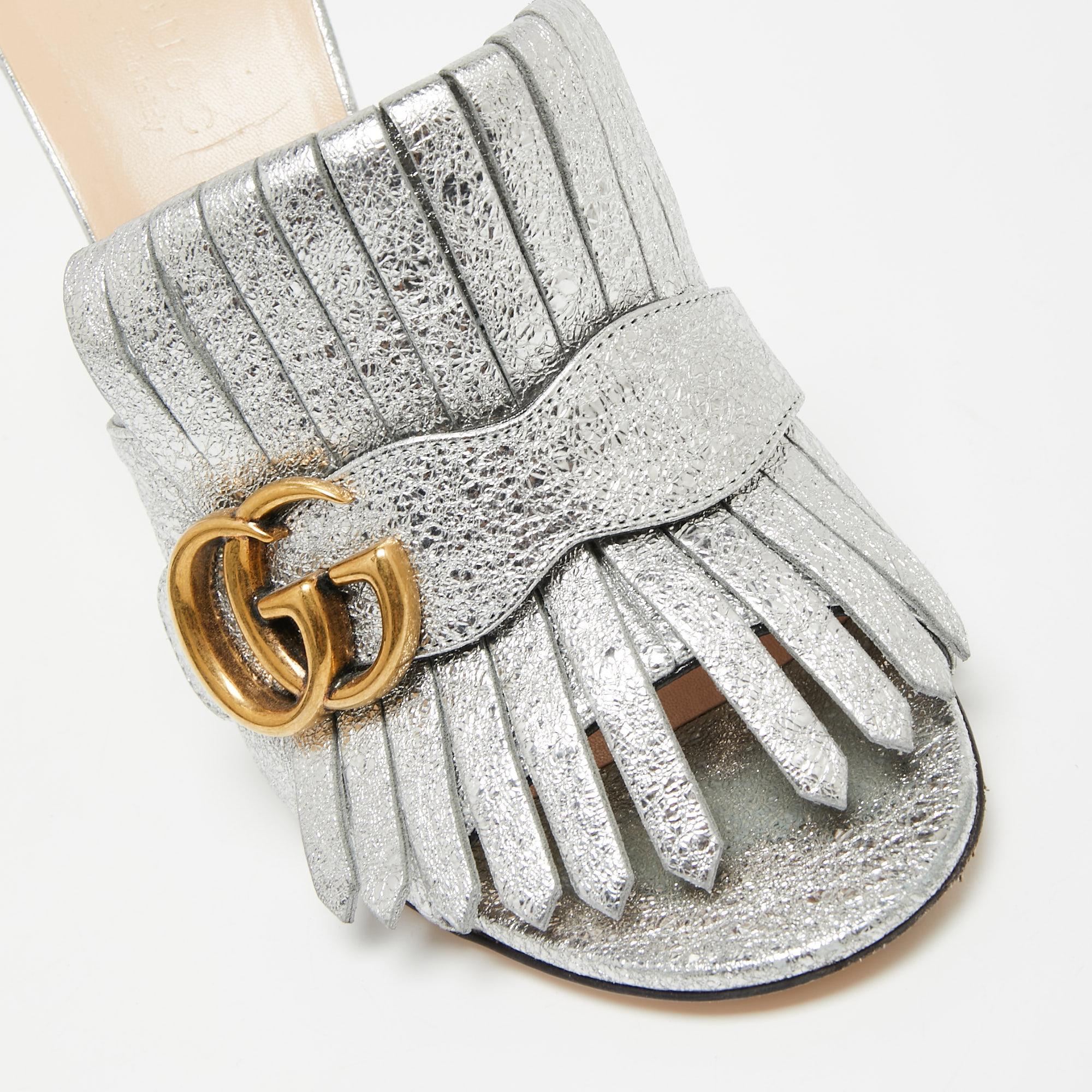 silver gucci mules