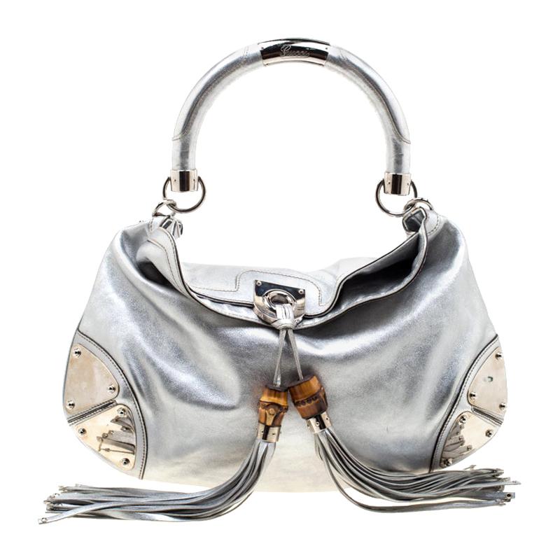 silver leather hobo bag