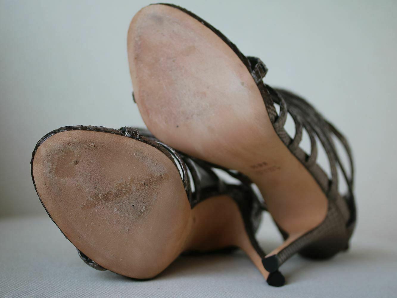 Women's Gucci Metallic Snakeskin Cutout Sandals 