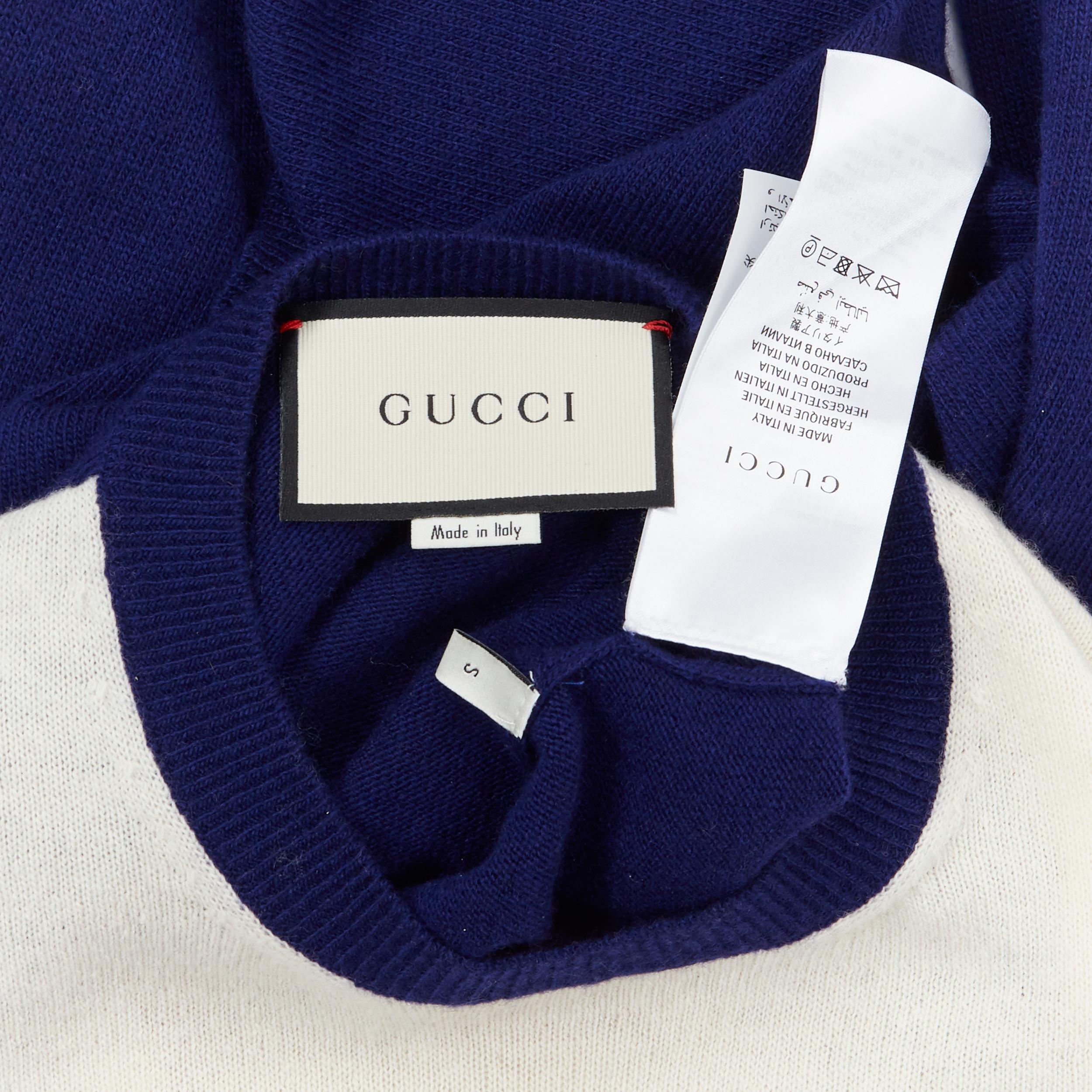 GUCCI MICHELE fine wool cashmere blue red web floral embroidered sweater S
