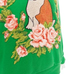 GUCCI Michele green cotton jersey embroidered Bunny flower hoodie XS