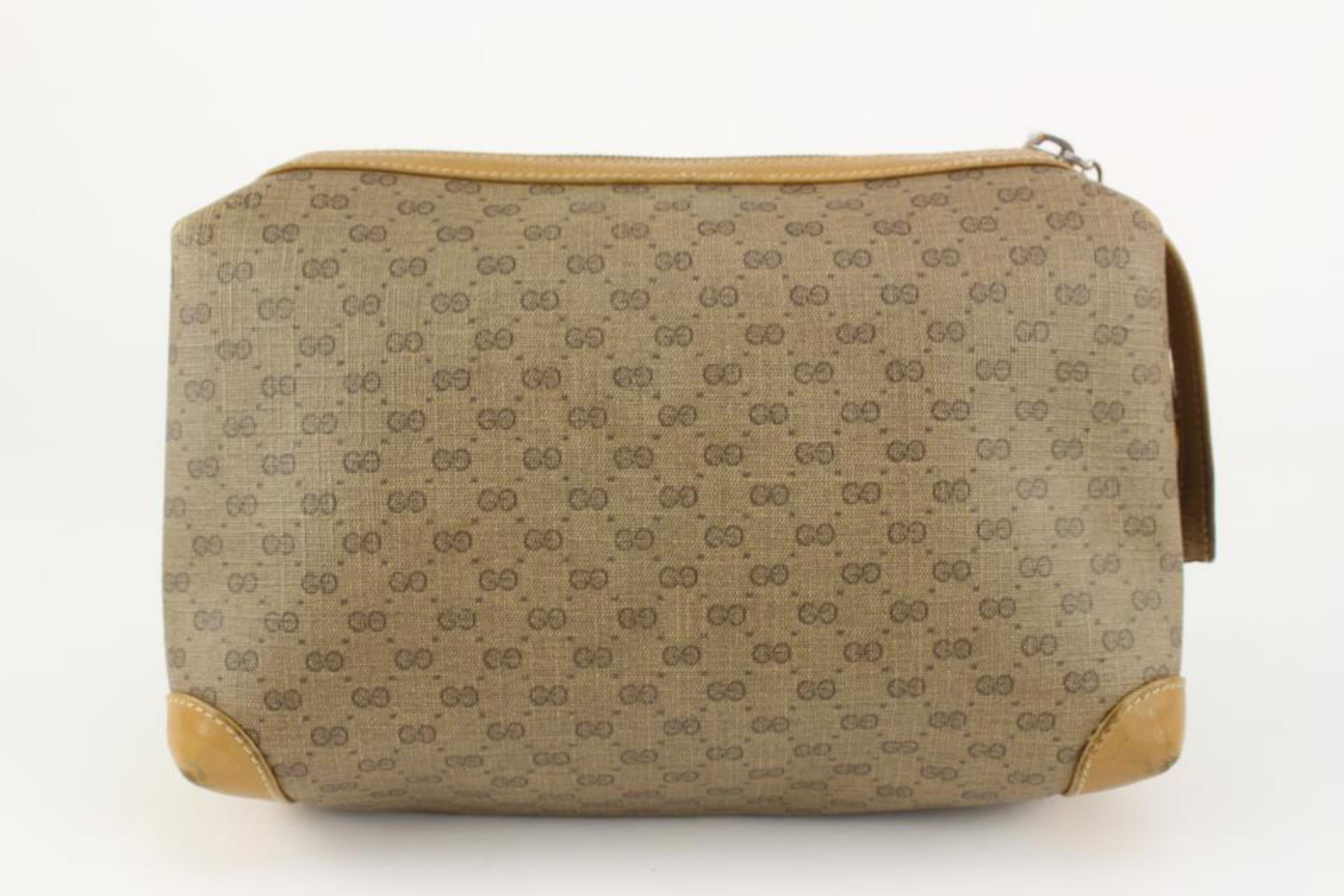 Brown Gucci Micro GG Cosmetic Pouch Make Up Case 127g18 For Sale