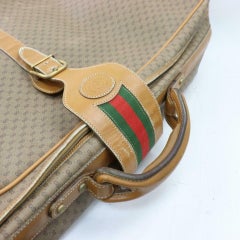 Gucci Micro Gg Monogramm Sherry Web Gepäckkoffer 871001 Braune Canvas Tasche
