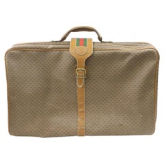 Vintage Gucci Micro Gg Monogram Sherry Web Luggage Suitcase 871001 Brown Canvas Bag