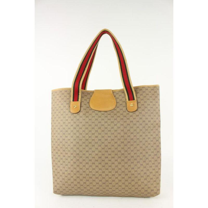 Women's Gucci Micro GG Monogram Web Handle Shopper Tote Bag 930g22 For Sale