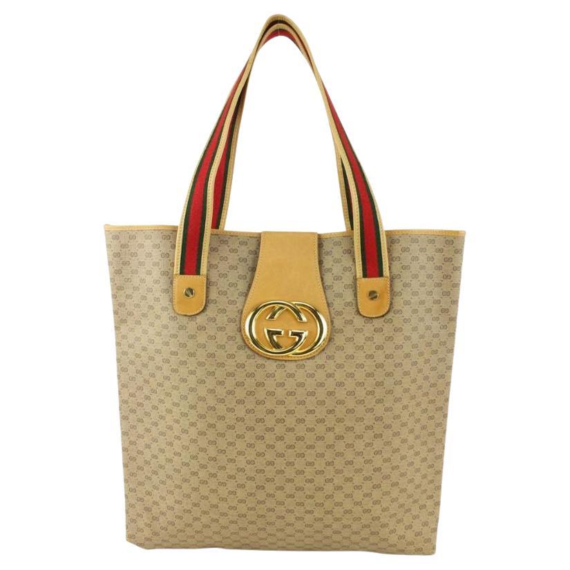 Gucci Micro GG Monogram Web Handle Shopper Tote Bag 930g22 For Sale