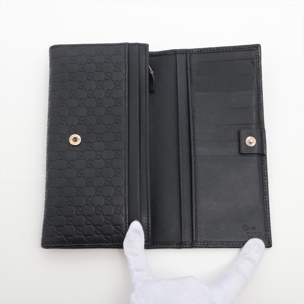 Women's Gucci Micro Guccissima Leather Long Wallet Black