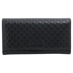 Gucci Micro Guccissima Leather Long Wallet Black